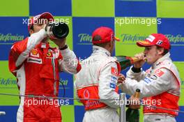 13.05.2007 Barcelona, Spain,  Winner, 1st, Felipe Massa (BRA), Scuderia Ferrari, 2nd, Lewis Hamilton (GBR), McLaren Mercedes, 3rd, Fernando Alonso (ESP), McLaren Mercedes - Formula 1 World Championship, Rd 4, Spanish Grand Prix, Sunday Podium