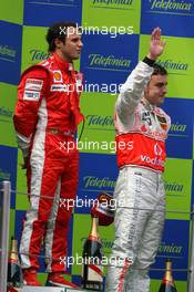 13.05.2007 Barcelona, Spain,  Winner, 1st, Felipe Massa (BRA), Scuderia Ferrari, and 3rd, Fernando Alonso (ESP), McLaren Mercedes - Formula 1 World Championship, Rd 4, Spanish Grand Prix, Sunday Podium