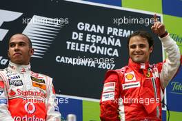 13.05.2007 Barcelona, Spain,  Lewis Hamilton (GBR), McLaren Mercedes, Felipe Massa (BRA), Scuderia Ferrari - Formula 1 World Championship, Rd 4, Spanish Grand Prix, Sunday Podium