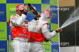 13.05.2007 Barcelona, Spain,  2nd, Lewis Hamilton (GBR), McLaren Mercedes, 3rd, Fernando Alonso (ESP), McLaren Mercedes - Formula 1 World Championship, Rd 4, Spanish Grand Prix, Sunday Podium