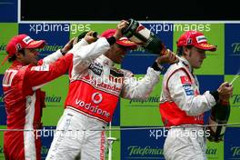 13.05.2007 Barcelona, Spain,  Felipe Massa (BRA), Scuderia Ferrari, Lewis Hamilton (GBR), McLaren Mercedes, Fernando Alonso (ESP), McLaren Mercedes - Formula 1 World Championship, Rd 4, Spanish Grand Prix, Sunday Podium