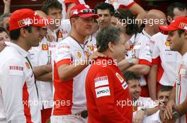 13.05.2007 Barcelona, Spain,  Marc Gene (ESP), Test Driver, Scuderia Ferrari, Michael Schumacher (GER), Scuderia Ferrari, Advisor, Jean Todt (FRA), Scuderia Ferrari, Ferrari CEO, Felipe Massa (BRA), Scuderia Ferrari - Formula 1 World Championship, Rd 4, Spanish Grand Prix, Sunday Podium