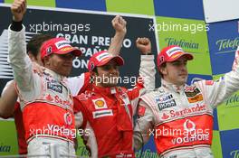 13.05.2007 Barcelona, Spain,  Winner, 1st, Felipe Massa (BRA), Scuderia Ferrari, 2nd, Lewis Hamilton (GBR), McLaren Mercedes, 3rd, Fernando Alonso (ESP), McLaren Mercedes - Formula 1 World Championship, Rd 4, Spanish Grand Prix, Sunday Podium