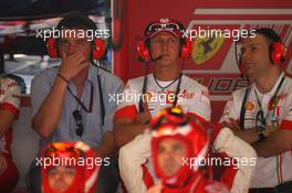 13.05.2007 Barcelona, Spain,  Michael Schumacher (GER), Scuderia Ferrari, Advisor views the race from the Ferrari garage - Formula 1 World Championship, Rd 4, Spanish Grand Prix, Sunday Race