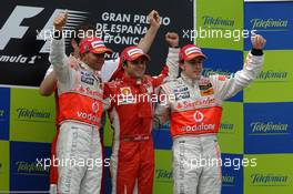 13.05.2007 Barcelona, Spain,  Winner, 1st, Felipe Massa (BRA), Scuderia Ferrari, 2nd, Lewis Hamilton (GBR), McLaren Mercedes, 3rd, Fernando Alonso (ESP), McLaren Mercedes - Formula 1 World Championship, Rd 4, Spanish Grand Prix, Sunday Race