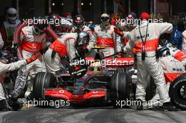 13.05.2007 Barcelona, Spain,  Lewis Hamilton (GBR), McLaren Mercedes, MP4-22 pit stop - Formula 1 World Championship, Rd 4, Spanish Grand Prix, Sunday Race