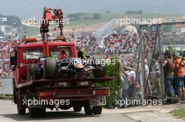 13.05.2007 Barcelona, Spain,  Scott Speed (USA), Scuderia Toro Rosso, STR02 on the back of a truck - Formula 1 World Championship, Rd 4, Spanish Grand Prix, Sunday Race