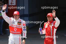 12.05.2007 Barcelona, Spain,  Felipe Massa (BRA), Scuderia Ferrari beats Fernando Alonso (ESP), McLaren Mercedes to pole position - Formula 1 World Championship, Rd 4, Spanish Grand Prix, Saturday Qualifying