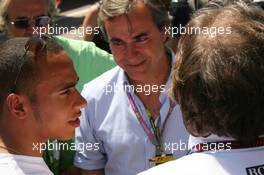 12.05.2007 Barcelona, Spain,  Lewis Hamilton (GBR), McLaren Mercedes and Carlos Sainz (ESP), Ex WRC World Champion - Formula 1 World Championship, Rd 4, Spanish Grand Prix, Saturday