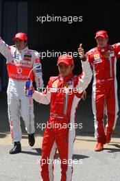 12.05.2007 Barcelona, Spain,  Fernando Alonso (ESP), McLaren Mercedes with Felipe Massa (BRA), Scuderia Ferrari and Kimi Raikkonen (FIN), Räikkönen, Scuderia Ferrari - Formula 1 World Championship, Rd 4, Spanish Grand Prix, Saturday Qualifying