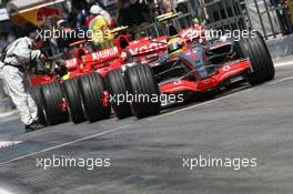 12.05.2007 Barcelona, Spain,  Lewis Hamilton (GBR), McLaren Mercedes, MP4-22 at the pit exit - Formula 1 World Championship, Rd 4, Spanish Grand Prix, Saturday Qualifying