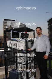 10.05.2007 Barcelona, Spain,  Fernando Alonso (ESP), McLaren Mercedes, image is projected onto the façade of the Hilton Diagonal Mar - Formula 1 World Championship, Rd 4, Spanish Grand Prix, Thursday