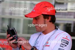 10.05.2007 Barcelona, Spain,  Fernando Alonso (ESP), McLaren Mercedes and a McLaren Mercedes branded Kangeroo TV - Formula 1 World Championship, Rd 4, Spanish Grand Prix, Thursday