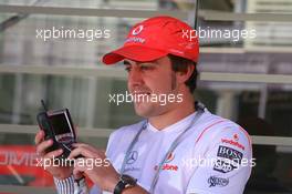 10.05.2007 Barcelona, Spain,  Fernando Alonso (ESP), McLaren Mercedes and a McLaren Mercedes branded Kangeroo TV - Formula 1 World Championship, Rd 4, Spanish Grand Prix, Thursday