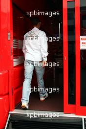 20.07.2007 Nürburg, Germany,  Michael Schumacher (GER), Scuderia Ferrari, Advisor arrives at the track on begin of the first training session - Formula 1 World Championship, Rd 10, European Grand Prix, Friday