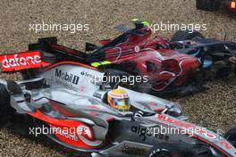 22.07.2007 Nürburg, Germany,  Lewis Hamilton (GBR), McLaren Mercedes, MP4-22 and Scott Speed (USA), Scuderia Toro Rosso, STR02 - Formula 1 World Championship, Rd 10, European Grand Prix, Sunday Race