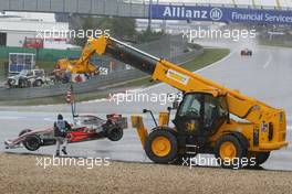 22.07.2007 Nürburg, Germany,  Lewis Hamilton (GBR), McLaren Mercedes, MP4-22, returns to the circuit - Formula 1 World Championship, Rd 10, European Grand Prix, Sunday Race