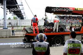 21.07.2007 Nürburg, Germany,  Lewis Hamilton (GBR), McLaren Mercedes, MP4-22, is returned to the pitlane - Formula 1 World Championship, Rd 10, European Grand Prix, Saturday Qualifying