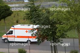 21.07.2007 Nürburg, Germany,  Lewis Hamilton (GBR), McLaren Mercedes, is driven away in an ambulance after crashing heavily - Formula 1 World Championship, Rd 10, European Grand Prix, Saturday Qualifying