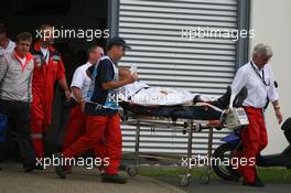 21.07.2007 Nürburg, Germany,  Lewis Hamilton (GBR), McLaren Mercedes is taken to a helicopter for health checks after crashing - Formula 1 World Championship, Rd 10, European Grand Prix, Saturday Qualifying