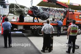 21.07.2007 Nürburg, Germany,  Lewis Hamilton (GBR), McLaren Mercedes, MP4-22, is returned to the pitlane - Formula 1 World Championship, Rd 10, European Grand Prix, Saturday Qualifying