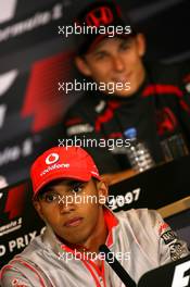 19.07.2007 Nurburg, Germany,  Lewis Hamilton (GBR), McLaren Mercedes, Christian Klien (AUT), Test driver, Honda Racing F1 Team - Formula 1 World Championship, Rd 10, European Grand Prix, Thursday Press Conference