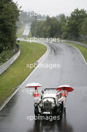 19.07.2007 Nürburg, Germany,  Fernando Alonso (ESP), McLaren Mercedes and Lewis Hamilton (GBR), McLaren Mercedes with a historic Mercedes S from 1927 - Formula 1 World Championship, Rd 10, European Grand Prix, Thursday