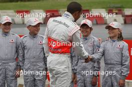 19.07.2007 Nürburg, Germany,  Lewis Hamilton (GBR), McLaren Mercedes meets young karters, Vodafone Karting Event - Formula 1 World Championship, Rd 10, European Grand Prix, Thursday