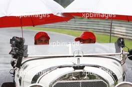 19.07.2007 Nürburg, Germany,  Fernando Alonso (ESP), McLaren Mercedes and Lewis Hamilton (GBR), McLaren Mercedes with a historic Mercedes S from 1927 - Formula 1 World Championship, Rd 10, European Grand Prix, Thursday