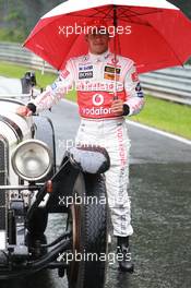 19.07.2007 Nürburg, Germany,  Lewis Hamilton (GBR), McLaren Mercedes with a historic Mercedes S from 1927, in the rain - Formula 1 World Championship, Rd 10, European Grand Prix, Thursday