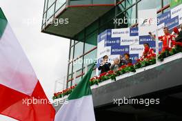 01.07.2007 Magny-Cours, France,  Winner, 1st, Kimi Raikkonen (FIN), Räikkönen, Scuderia Ferrari, 2nd, Felipe Massa (BRA), Scuderia Ferrari, F2007 - Formula 1 World Championship, Rd 8, French Grand Prix, Sunday Podium