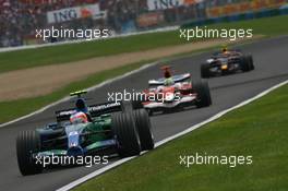 01.07.2007 Magny-Cours, France,  Rubens Barrichello (BRA), Honda Racing F1 Team, RA107 and Ralf Schumacher (GER), Toyota Racing, TF107 - Formula 1 World Championship, Rd 8, French Grand Prix, Sunday Race