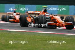 01.07.2007 Magny-Cours, France,  Christijan Albers (NED), Spyker F1 Team, F8-VII, Adrian Sutil (GER), Spyker F1 Team, F8-VII - Formula 1 World Championship, Rd 8, French Grand Prix, Sunday Race