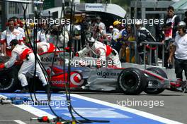 30.06.2007 Magny-Cours, France,  Fernando Alonso (ESP), McLaren Mercedes stops during the qualifying because of technical problem - Formula 1 World Championship, Rd 8, French Grand Prix, Saturday Qualifying