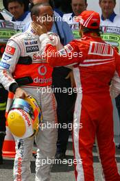 30.06.2007 Magny-Cours, France,  Pole Position, 1st, Felipe Massa (BRA), Scuderia Ferrari and 2nd, Lewis Hamilton (GBR), McLaren Mercedes, MP4-22 - Formula 1 World Championship, Rd 8, French Grand Prix, Saturday Qualifying