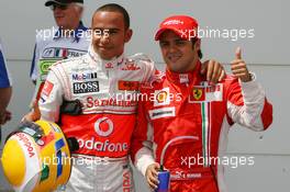 30.06.2007 Magny-Cours, France,  Pole Position 1st, Felipe Massa (BRA), Scuderia Ferrari, F2007, 2nd, Lewis Hamilton (GBR), McLaren Mercedes, MP4-22 - Formula 1 World Championship, Rd 8, French Grand Prix, Saturday Qualifying