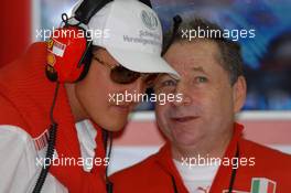 30.06.2007 Magny-Cours, France,  Michael Schumacher (GER), Scuderia Ferrari, Advisor and Jean Todt (FRA), Scuderia Ferrari, Ferrari CEO - Formula 1 World Championship, Rd 8, French Grand Prix, Saturday Practice