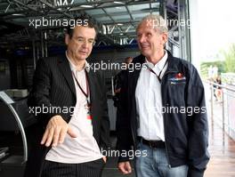 01.07.2007 Magny-Cours, France,  Hans Mahr (GER), Manager of Ralf Schumacher (GER), Former RTL Editor in Chief and stv and Helmut Marko (AUT), Red Bull Racing, Red Bull Advisor - Formula 1 World Championship, Rd 8, French Grand Prix, Sunday