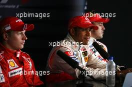 07.07.2007 Silverstone, England,  Lewis Hamilton (GBR), McLaren Mercedes, Kimi Raikkonen (FIN), Räikkönen, Scuderia Ferrari, Fernando Alonso (ESP), McLaren Mercedes - Formula 1 World Championship, Rd 9, British Grand Prix, Saturday Press Conference