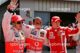 07.07.2007 Silverstone, England,  Pole Position, 1st, Lewis Hamilton (GBR), McLaren Mercedes, MP4-22, 2nd, Kimi Raikkonen (FIN), Räikkönen, Scuderia Ferrari, F2007, 3rd, Fernando Alonso (ESP), McLaren Mercedes, MP4-22 - Formula 1 World Championship, Rd 9, British Grand Prix, Saturday Qualifying