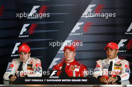 08.07.2007 Silverstone, England,  Kimi Raikkonen (FIN), Räikkönen, Scuderia Ferrari, Fernando Alonso (ESP), McLaren Mercedes, Lewis Hamilton (GBR), McLaren Mercedes - Formula 1 World Championship, Rd 9, British Grand Prix, Sunday Press Conference