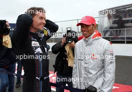 05.07.2007 Silverstone, England,  David Coulthard (GBR), Red Bull Racing and Lewis Hamilton (GBR), McLaren Mercedes - Formula 1 World Championship, Rd 9, British Grand Prix, Thursday