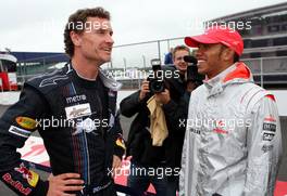 05.07.2007 Silverstone, England,  David Coulthard (GBR), Red Bull Racing and Lewis Hamilton (GBR), McLaren Mercedes - Formula 1 World Championship, Rd 9, British Grand Prix, Thursday