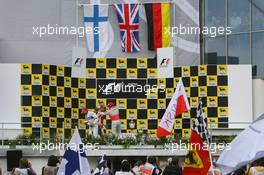 05.08.2007 Budapest, Hungary,  Winner, 1st, Lewis Hamilton (GBR), McLaren Mercedes, MP4-22, 2nd, Kimi Raikkonen (FIN), Räikkönen, Scuderia Ferrari, F2007, 3rd, Nick Heidfeld (GER), BMW Sauber F1 Team, F1.07 - Formula 1 World Championship, Rd 11, Hungarian Grand Prix, Sunday Podium