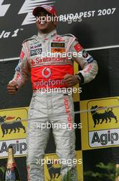 05.08.2007 Budapest, Hungary,  1st, Winner, Lewis Hamilton (GBR), McLaren Mercedes, MP4-22 - Formula 1 World Championship, Rd 11, Hungarian Grand Prix, Sunday Podium