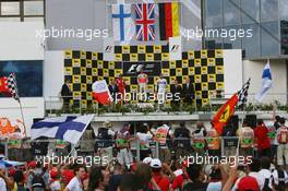 05.08.2007 Budapest, Hungary,  Winner, 1st, Lewis Hamilton (GBR), McLaren Mercedes, MP4-22, 2nd, Kimi Raikkonen (FIN), Räikkönen, Scuderia Ferrari, F2007, 3rd, Nick Heidfeld (GER), BMW Sauber F1 Team, F1.07 - Formula 1 World Championship, Rd 11, Hungarian Grand Prix, Sunday Podium