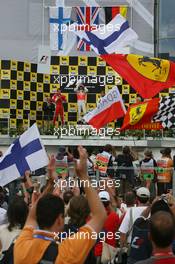 05.08.2007 Budapest, Hungary,  Winner, 1st, Lewis Hamilton (GBR), McLaren Mercedes, MP4-22, 2nd, Kimi Raikkonen (FIN), Räikkönen, Scuderia Ferrari, F2007, 3rd, Nick Heidfeld (GER), BMW Sauber F1 Team, F1.07 - Formula 1 World Championship, Rd 11, Hungarian Grand Prix, Sunday Podium