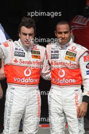 04.08.2007 Budapest, Hungary,  Pole postion man Fernando Alonso (ESP), McLaren Mercedes with Lewis Hamilton (GBR), McLaren Mercedes -  Formula 1 World Championship, Rd 11, Hungarian Grand Prix, Saturday Qualifying