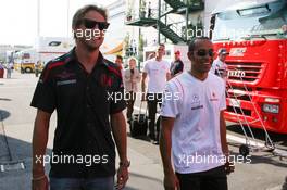 04.08.2007 Budapest, Hungary,  Jenson Button (GBR), Honda Racing F1 Team and Lewis Hamilton (GBR), McLaren Mercedes - Formula 1 World Championship, Rd 11, Hungarian Grand Prix, Saturday