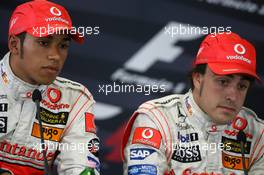 04.08.2007 Budapest, Hungary,  Lewis Hamilton (GBR), McLaren Mercedes, Fernando Alonso (ESP), McLaren Mercedes - Formula 1 World Championship, Rd 11, Hungarian Grand Prix, Saturday Press Conference